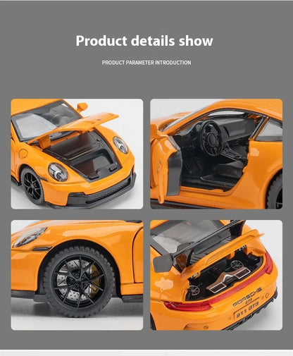 911 GT3 RS Modellauto 1:32 – Hochwertiges Diecast-Metallfahrzeug mit Sound & Licht, Spielzeug & Sammlerstück