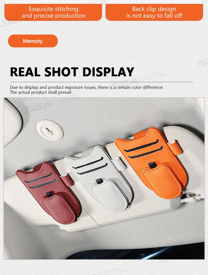 SEAMETAL Auto Sonnenblenden Brillenhalter – Magnetischer Clip aus Lederimitat, Brillen- & Kartenhalter