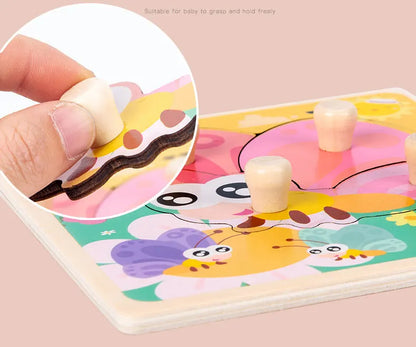 Montessori Holzpuzzle Tiere – Lernspielzeug mit Greifhilfe für Kinder ab 1 Jahr