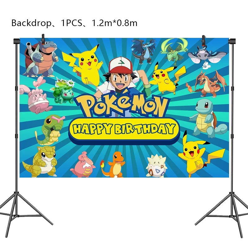 Pokemon Geburtstag Party Dekoration Neue Blitz Pikachu Ballon Für Kinder Event Liefert Einweg Geschirr Banner Hintergrund