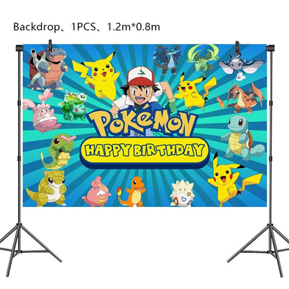 Pokemon Geburtstag Party Dekoration Neue Blitz Pikachu Ballon Für Kinder Event Liefert Einweg Geschirr Banner Hintergrund