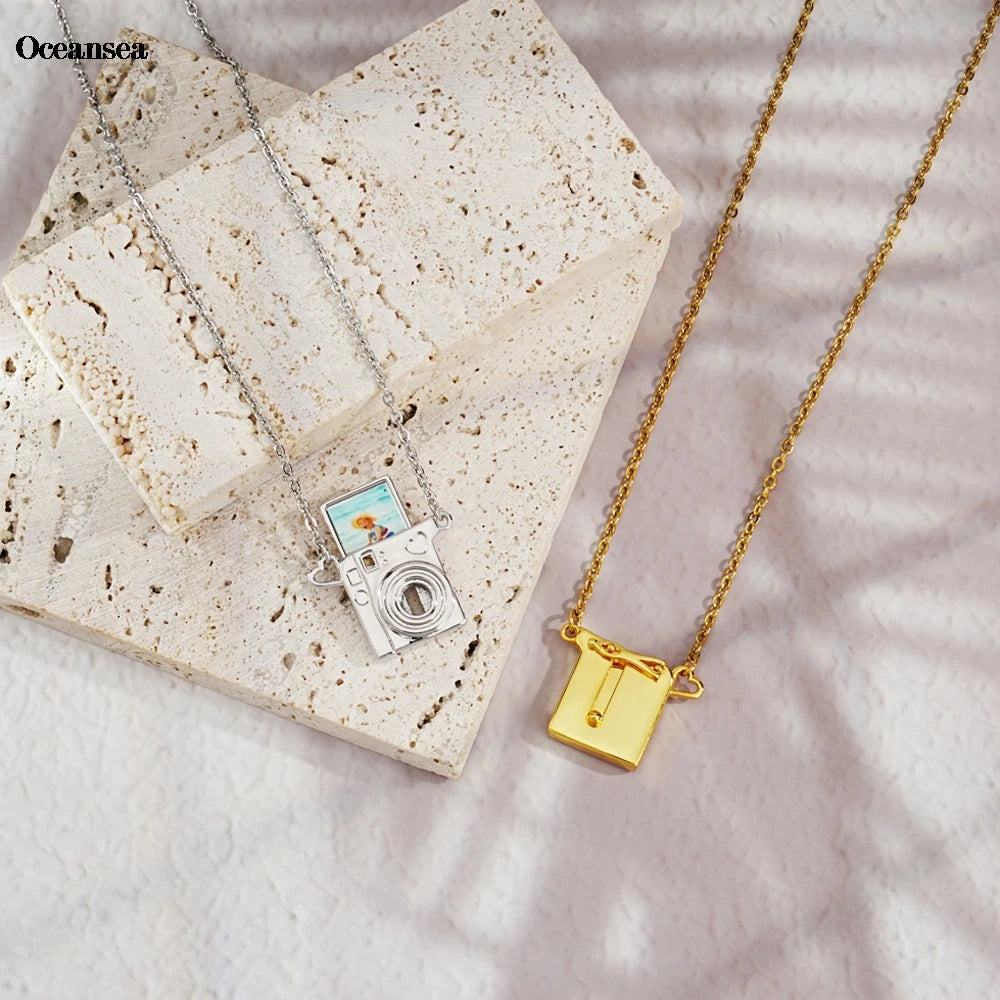 Personalisierte Foto-Projektionskette mit Kamera-Anhänger – Edelstahl Halskette mit Bild – Geschenkidee 2025