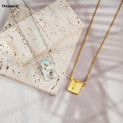 Personalisierte Foto-Projektionskette mit Kamera-Anhänger – Edelstahl Halskette mit Bild – Geschenkidee 2025