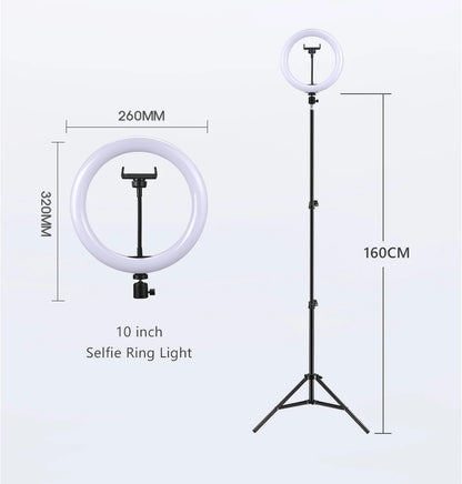 10" Selfie Ringlicht mit Stativ – LED-Ringleuchte für Video & Livestream
