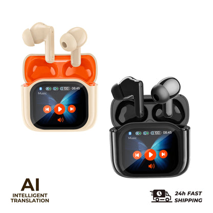 2er-Set Übersetzungs-Kopfhörer – Bluetooth 5.4 Earbuds mit Echtzeit-Übersetzung in 144 Sprachen – Noise Cancelling Headsets für Reisen & Business