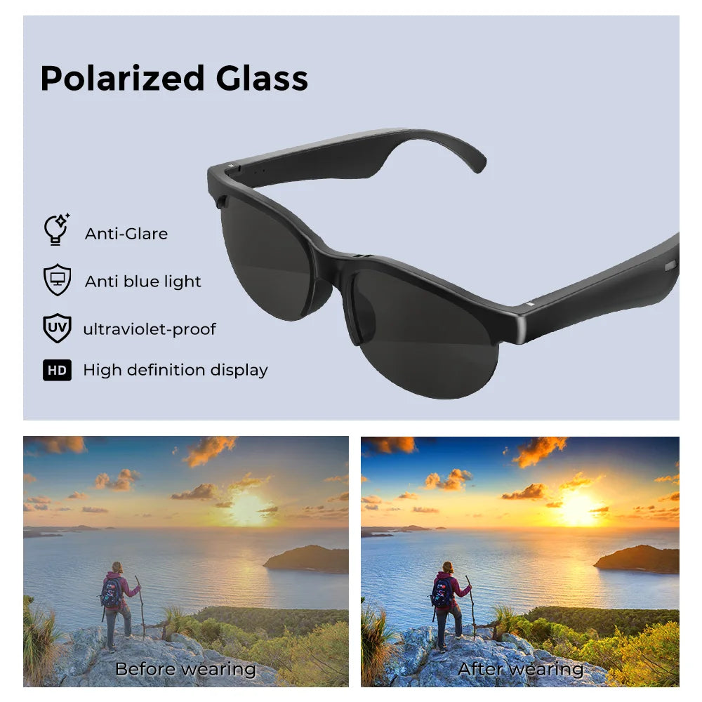AI Übersetzungs-Sonnenbrille mit Bluetooth 5.3 – 144 Sprachen in Echtzeit – Musikbrille mit Lautsprecher & Mikrofon – Sportbrille für Reisen & Outdoor