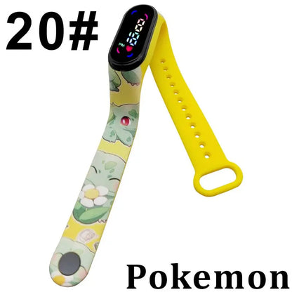 Pokémon LED-Digitaluhr – Kinderarmbanduhr mit Pikachu, Gengar & Evoli im Anime-Design