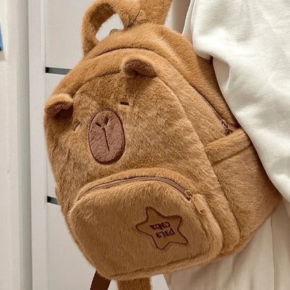 Capybara Plüsch-Rucksack 33 cm – Kawaii Mini-Rucksack & Kuscheltier für Kinder & Teenager