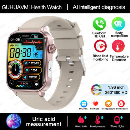 GUHUAVMI GH570 Smartwatch – Gesundheitsuhr mit Blutwert-Analyse & BT Call