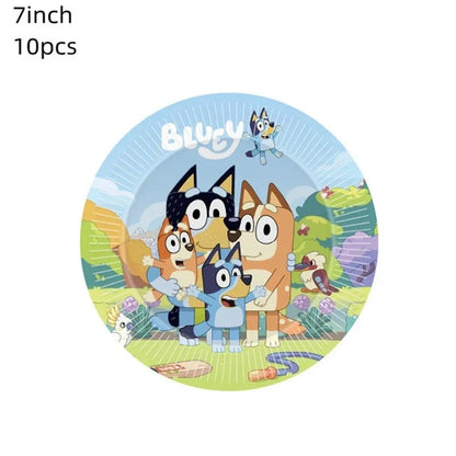 Bluey Ballons Blueies Cartoon Hund Ballon Bingoed Alles Gute zum Geburtstag Banner Geschirr Hintergrund Party Dekorationen Kind Kuchen Topper