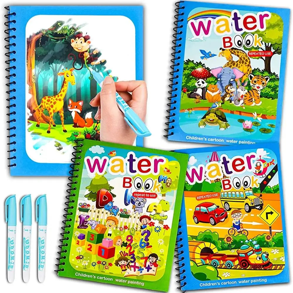 Magisches Wasser-Malbuch – Wiederverwendbares Montessori Malbuch für Kinder ohne Farbe