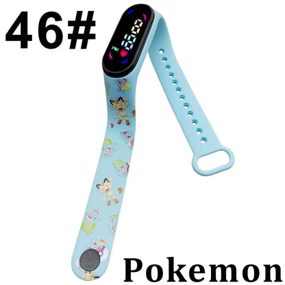Pokémon LED-Digitaluhr – Kinderarmbanduhr mit Pikachu, Gengar & Evoli im Anime-Design