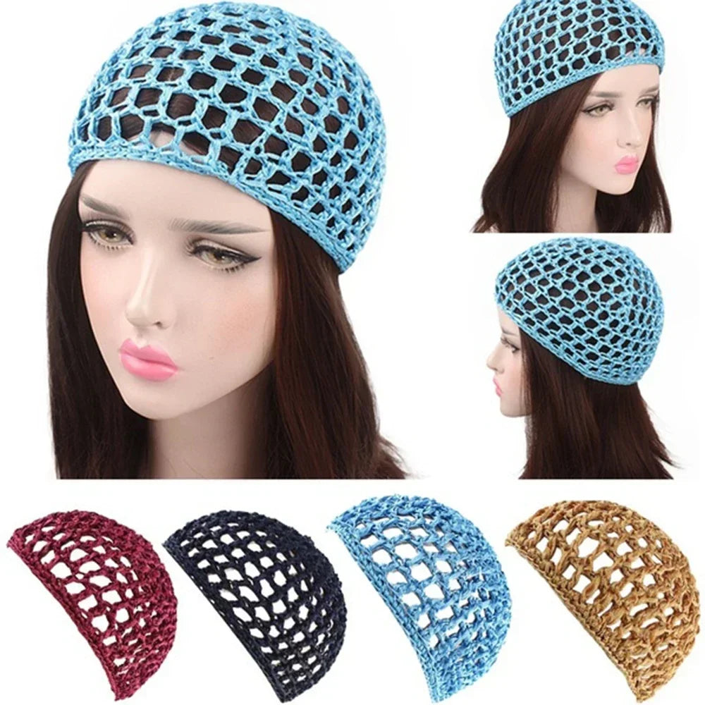 Haarnetz Damen gehäkelt – Elastisches Mesh Turban Cap – Schlafhaube & Haarpflege-Hilfe – atmungsaktiv & bequem – Unisex