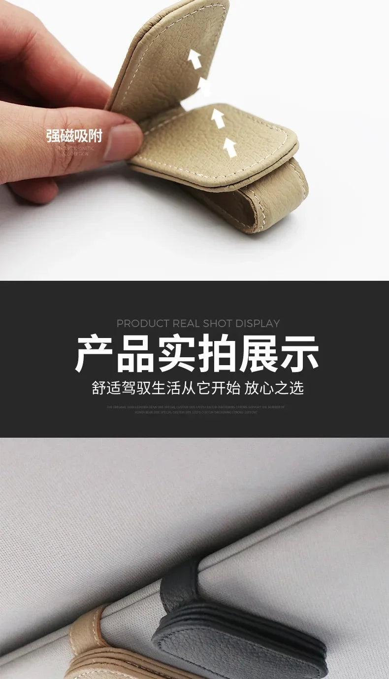 Magnetischer Sonnenbrillenhalter fürs Auto – Lederclip für Sonnenblende & Tickets – 1 Stück