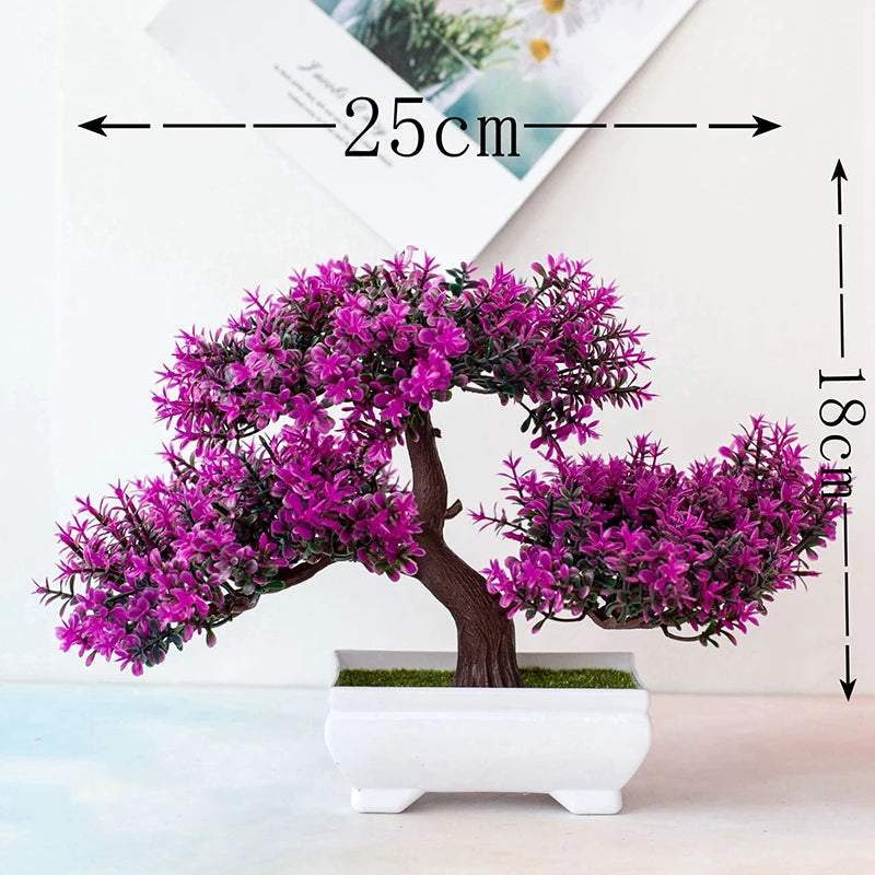 Künstliche Bonsai-Pflanze im Topf – 1 Stück – Kleine Kunstpflanze für Tisch, Garten & Wohnraumdeko
