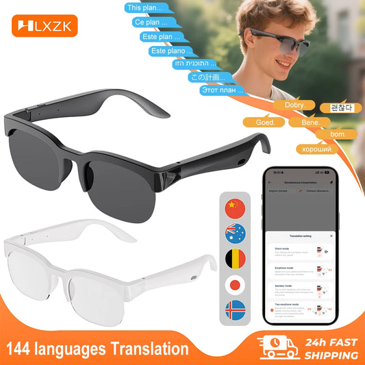 Smart Audio-Brille XG89 mit Übersetzungsfunktion – Bluetooth 6.0 Sonnenbrille mit Kopfhörer & Noise Cancelling – 144 Sprachen – für Reisen & Business