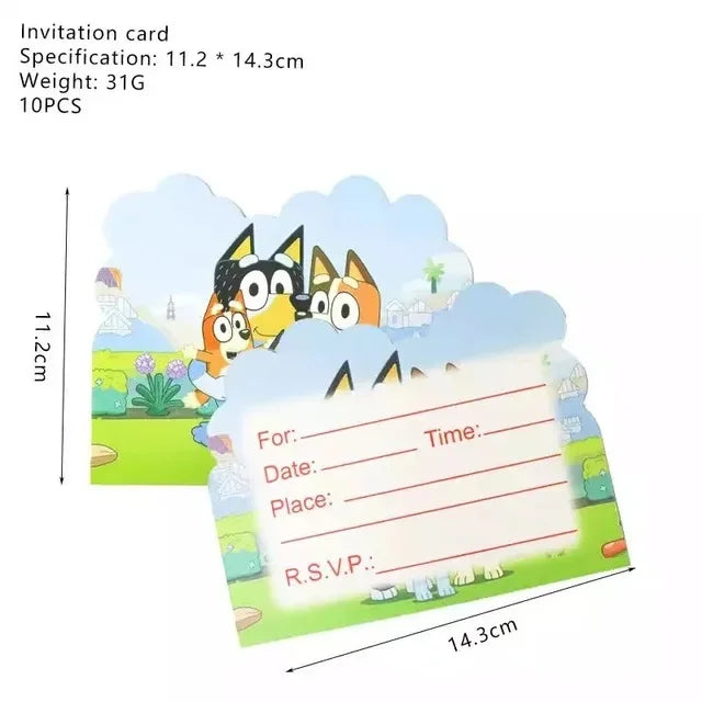 Bluey Ballons Blueies Cartoon Hund Ballon Bingoed Alles Gute zum Geburtstag Banner Geschirr Hintergrund Party Dekorationen Kind Kuchen Topper