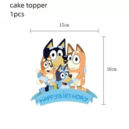 Bluey Ballons Blueies Cartoon Hund Ballon Bingoed Alles Gute zum Geburtstag Banner Geschirr Hintergrund Party Dekorationen Kind Kuchen Topper