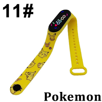 Pokémon LED-Digitaluhr – Kinderarmbanduhr mit Pikachu, Gengar & Evoli im Anime-Design