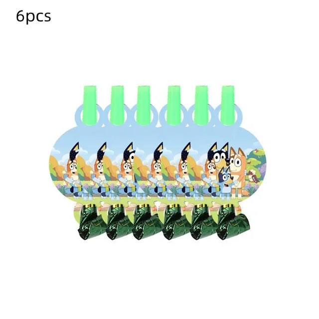 Bluey Ballons Blueies Cartoon Hund Ballon Bingoed Alles Gute zum Geburtstag Banner Geschirr Hintergrund Party Dekorationen Kind Kuchen Topper