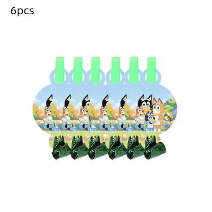 Bluey Ballons Blueies Cartoon Hund Ballon Bingoed Alles Gute zum Geburtstag Banner Geschirr Hintergrund Party Dekorationen Kind Kuchen Topper