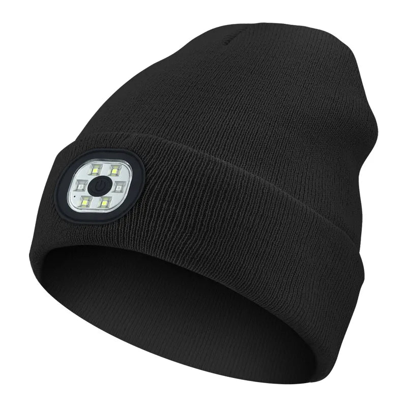 3-in-1 Bluetooth Beanie mit LED-Licht – Mütze mit Kopfhörer & Licht, USB-Ladung, Unisex für Outdoor & Sport