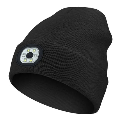 3-in-1 Bluetooth Beanie mit LED-Licht – Mütze mit Kopfhörer & Licht, USB-Ladung, Unisex für Outdoor & Sport