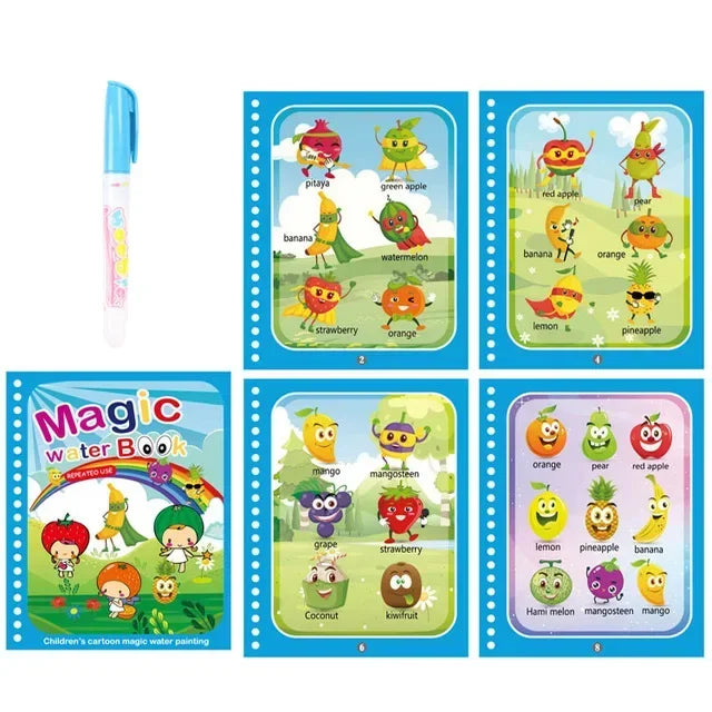 Magisches Wasser-Malbuch mit Stift – Lernspielzeug für Kinder ab 2 Jahren