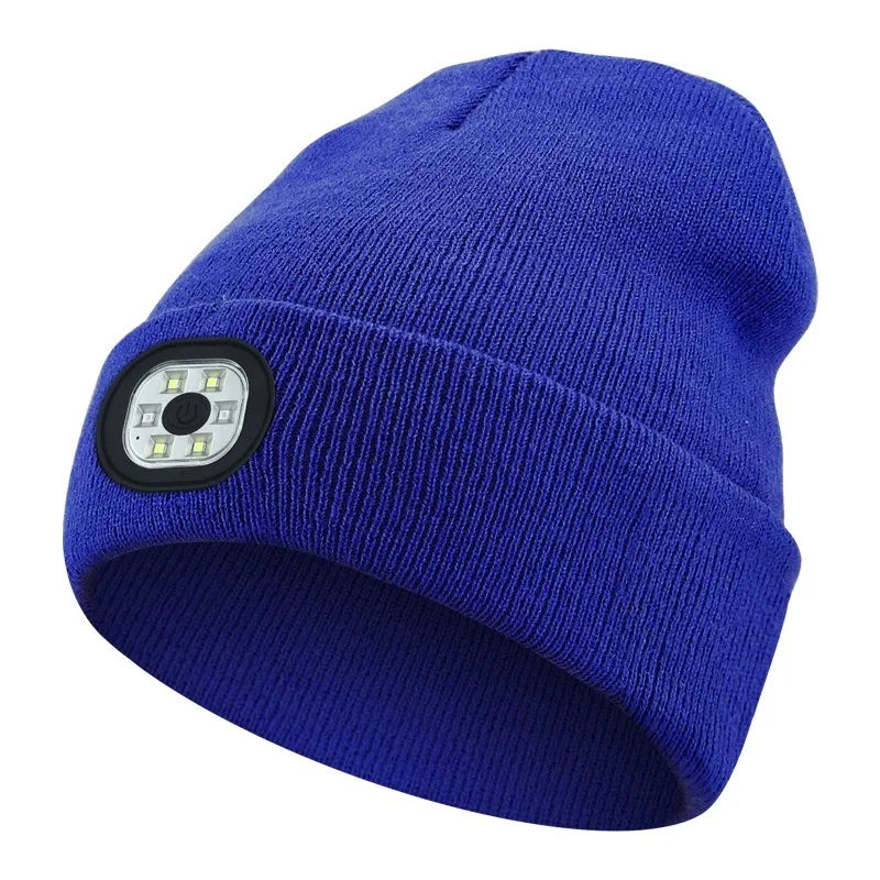 3-in-1 Bluetooth Beanie mit LED-Licht – Mütze mit Kopfhörer & Licht, USB-Ladung, Unisex für Outdoor & Sport