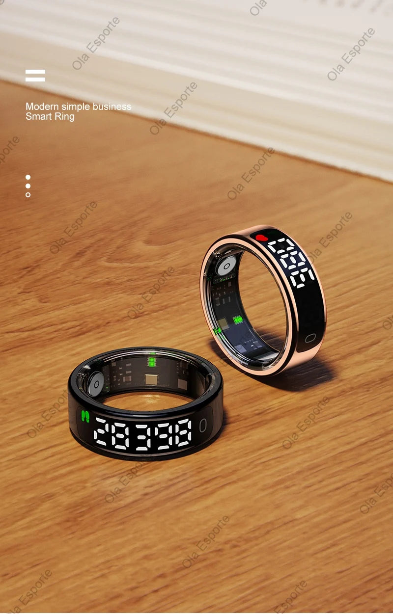 Smart Ring mit Display – Gesundheitsring für Damen & Herren – Herzfrequenz, Schlaf & Sauerstoff – 5ATM wasserdicht – TikTok-Steuerung – für Android & iOS