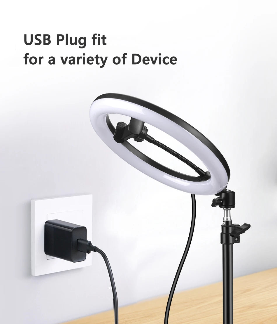 10" Selfie Ringlicht mit Stativ – LED-Ringleuchte für Video & Livestream