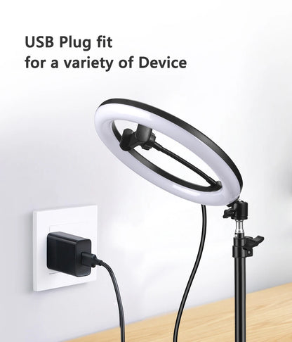 10" Selfie Ringlicht mit Stativ – LED-Ringleuchte für Video & Livestream