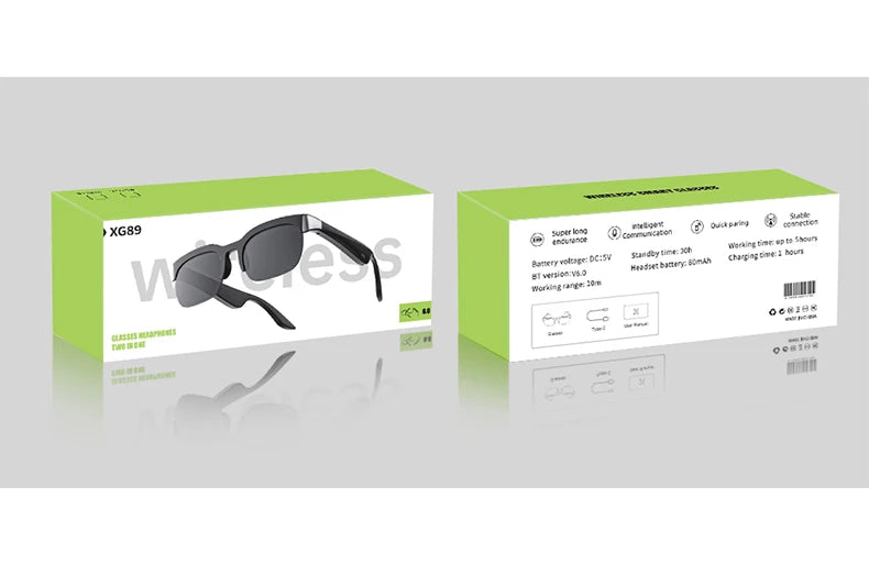 Smart Audio-Brille XG89 mit Übersetzungsfunktion – Bluetooth 6.0 Sonnenbrille mit Kopfhörer & Noise Cancelling – 144 Sprachen – für Reisen & Business