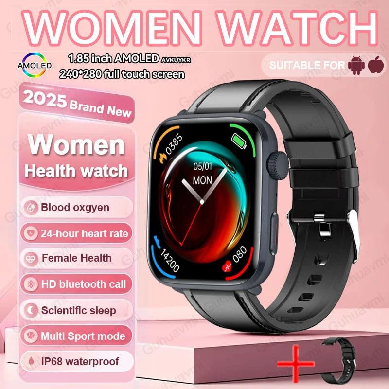 Xiaomi Smartwatch für Damen 2025 – Gesundheitsuhr mit Blutdruck, HRV, Sauerstoff & AI-Diagnose – AMOLED Touch – IP68 wasserdicht – NFC & Bluetooth