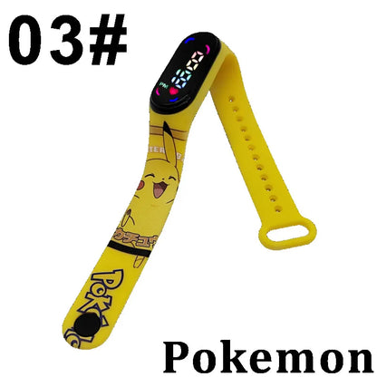 Pokémon LED-Digitaluhr – Kinderarmbanduhr mit Pikachu, Gengar & Evoli im Anime-Design