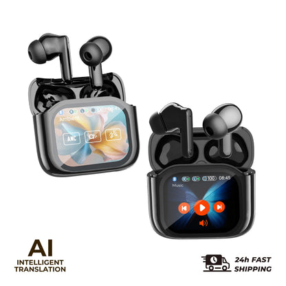 2er-Set Übersetzungs-Kopfhörer – Bluetooth 5.4 Earbuds mit Echtzeit-Übersetzung in 144 Sprachen – Noise Cancelling Headsets für Reisen & Business