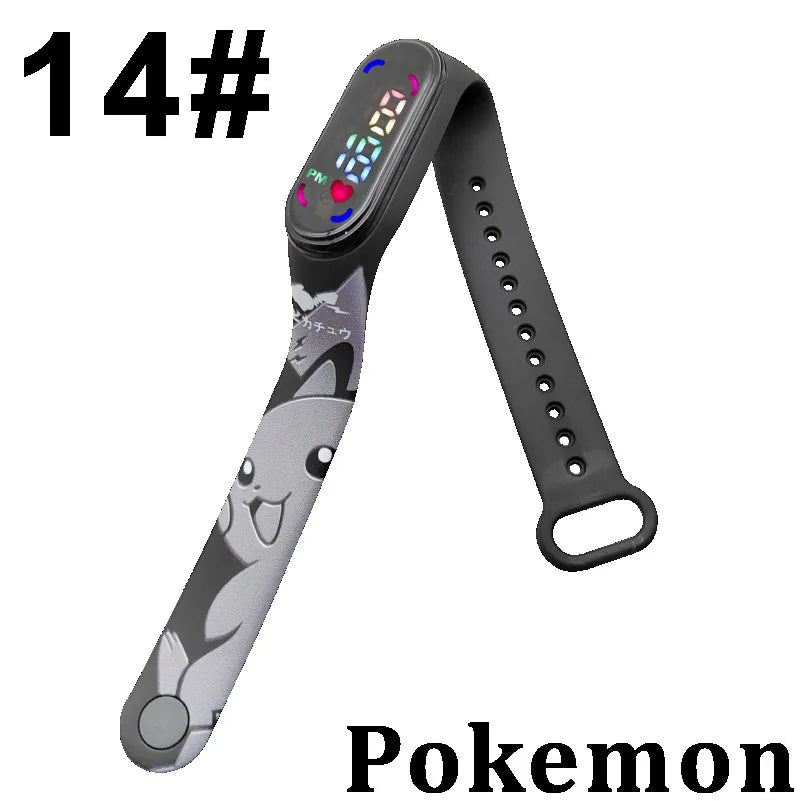 Pokémon LED-Digitaluhr – Kinderarmbanduhr mit Pikachu, Gengar & Evoli im Anime-Design