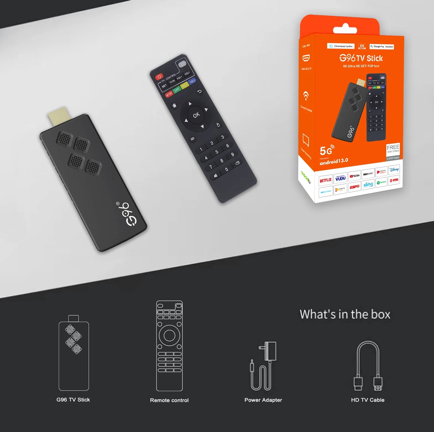 KANAVI G96 TV Stick – 8K Android 13 HDMI Streaming Dongle mit 2GB RAM