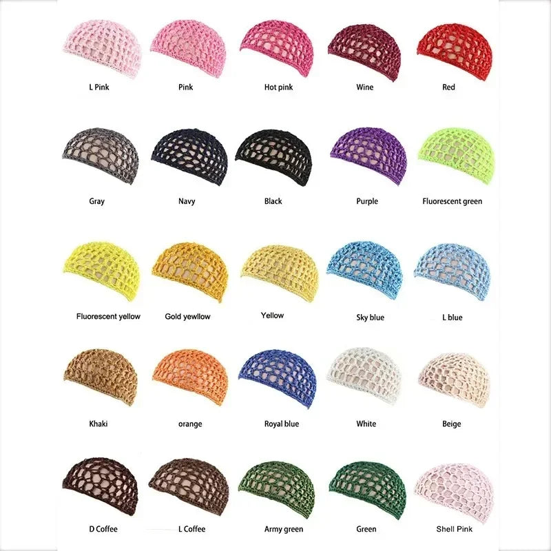 Haarnetz Damen gehäkelt – Elastisches Mesh Turban Cap – Schlafhaube & Haarpflege-Hilfe – atmungsaktiv & bequem – Unisex