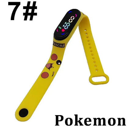 Pokémon LED-Digitaluhr – Kinderarmbanduhr mit Pikachu, Gengar & Evoli im Anime-Design