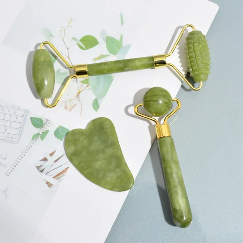 AYHle Jade Roller & Gua Sha – Natürliches Stein-Massage-Set für Gesicht, Hals & Augenpflege