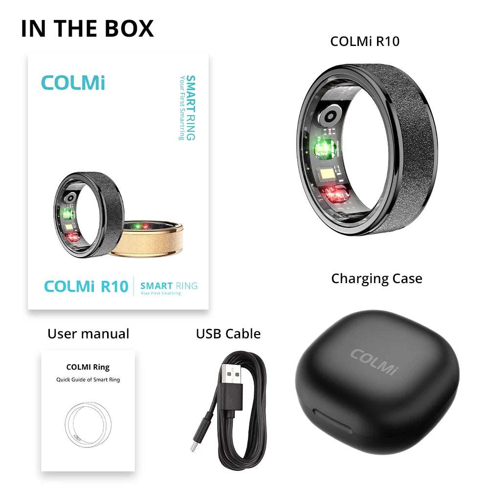 COLMI R10 Smart Ring mit Ladeetui – Gesundheits- & Schlaftracker, 5ATM wasserdicht, für Damen & Herren