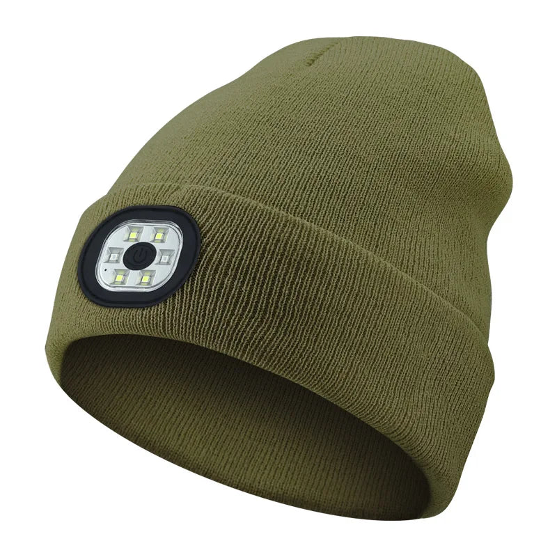 3-in-1 Bluetooth Beanie mit LED-Licht – Mütze mit Kopfhörer & Licht, USB-Ladung, Unisex für Outdoor & Sport