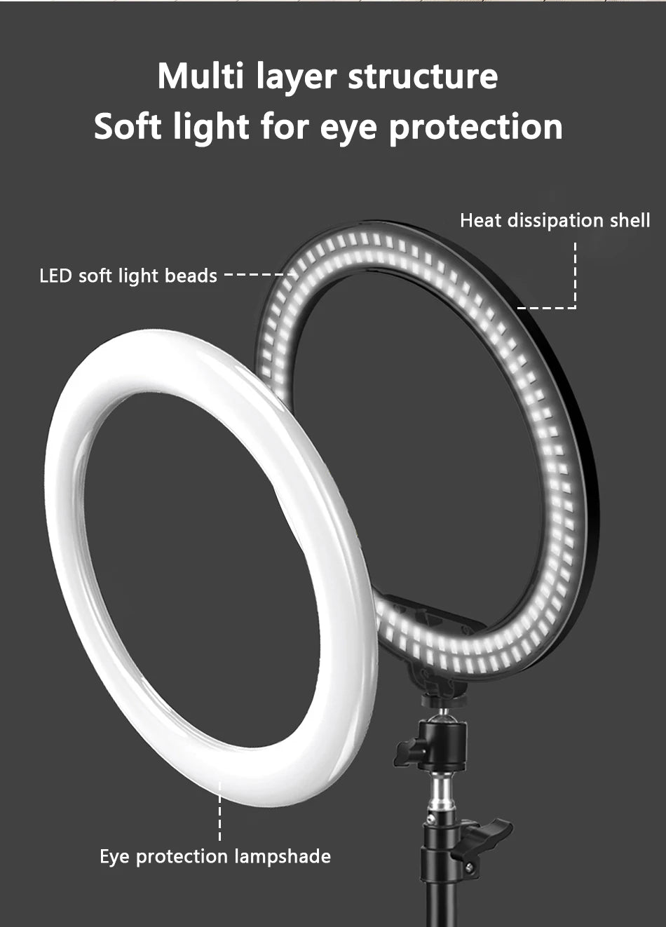 10" Selfie Ringlicht mit Stativ – LED-Ringleuchte für Video & Livestream