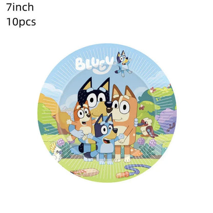 Bluey Ballons Blueies Cartoon Hund Ballon Bingoed Alles Gute zum Geburtstag Banner Geschirr Hintergrund Party Dekorationen Kind Kuchen Topper
