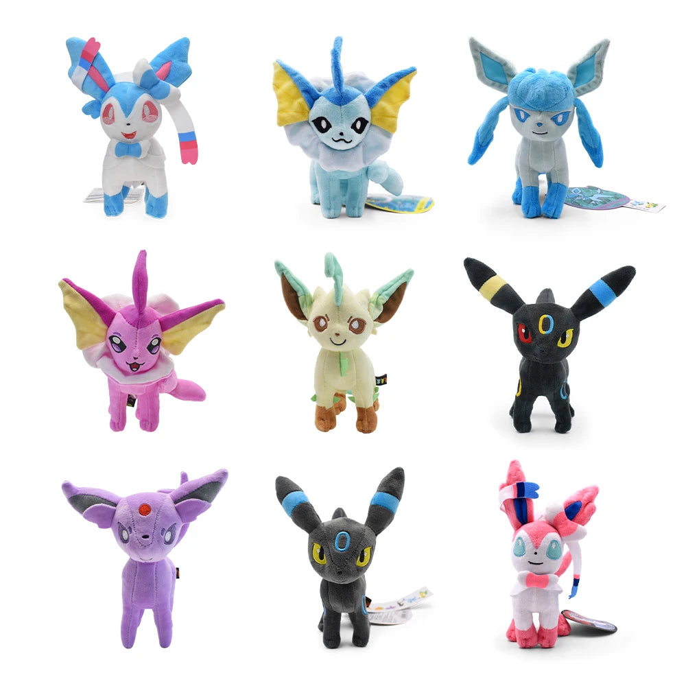 Plüschfiguren Set: Leafeon, Vaporeon, Glaceon, Sylveon & mehr – Weiche Pokémon Kuscheltiere für Sammler & Kinder