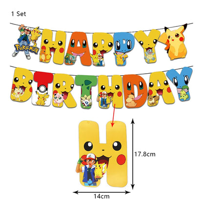 Pokemon Geburtstag Party Dekoration Neue Blitz Pikachu Ballon Für Kinder Event Liefert Einweg Geschirr Banner Hintergrund