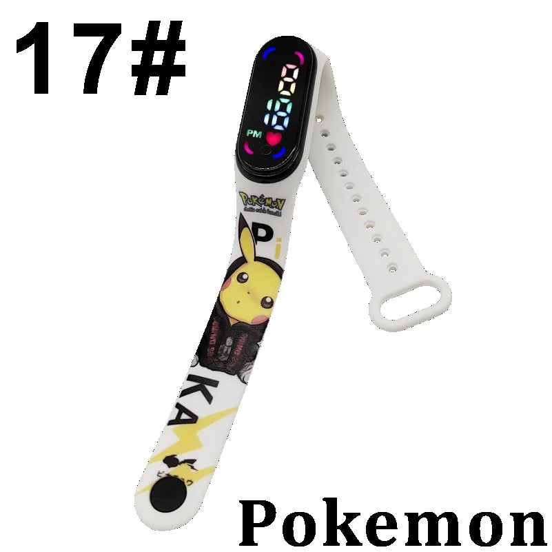 Pokémon LED-Digitaluhr – Kinderarmbanduhr mit Pikachu, Gengar & Evoli im Anime-Design