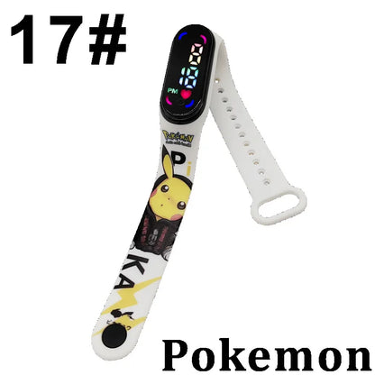 Pokémon LED-Digitaluhr – Kinderarmbanduhr mit Pikachu, Gengar & Evoli im Anime-Design