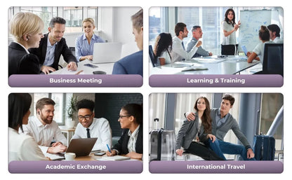 2er-Set Übersetzungs-Kopfhörer – Bluetooth 5.4 Earbuds mit Echtzeit-Übersetzung in 144 Sprachen – Noise Cancelling Headsets für Reisen & Business